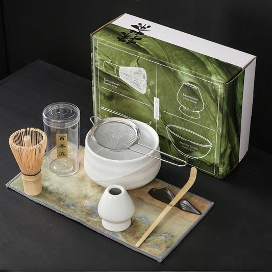 Ceramic Matcha Tea Set With Bamboo Whisk|Japanese Matcha Tea Set - TeaCeremonyLife