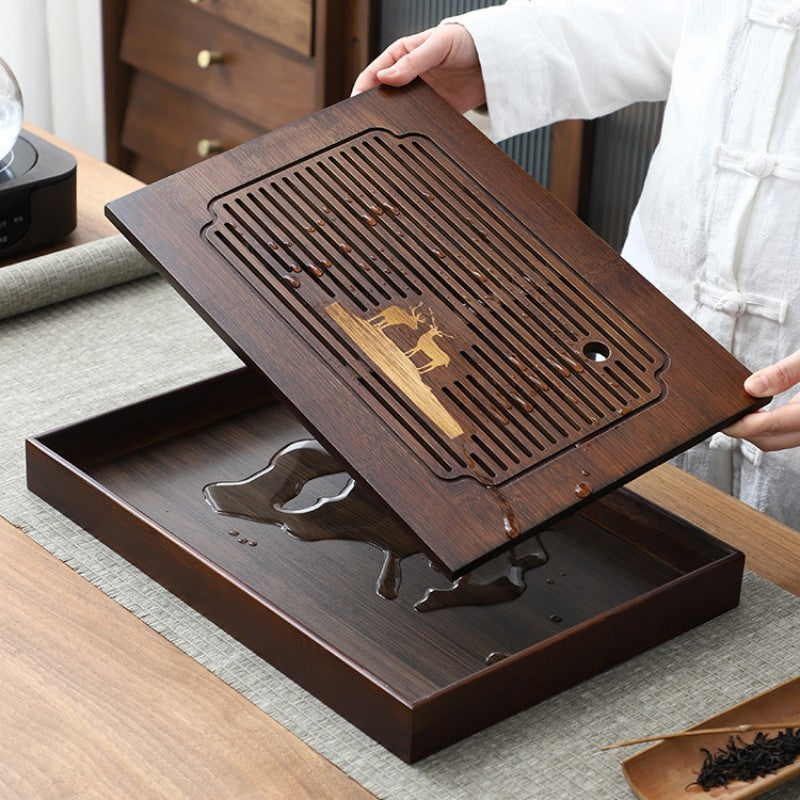 Wood Tea Tray With Water Storage|Gongfu Tea Tray - TeaCeremonyLife