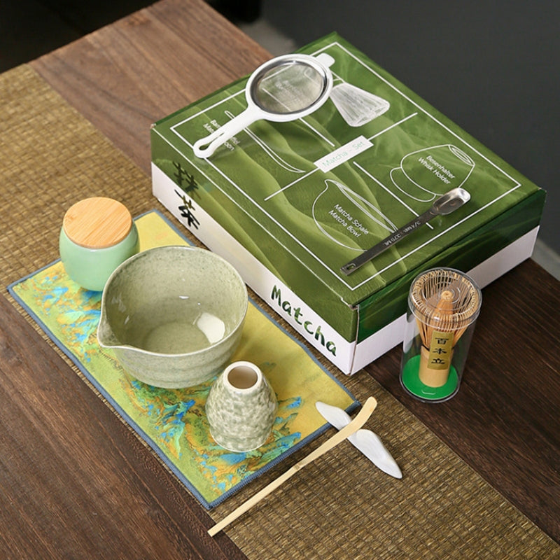 Ceramic Matcha Set with Spout|Japanese Matcha Tea Set - TeaCeremonyLife