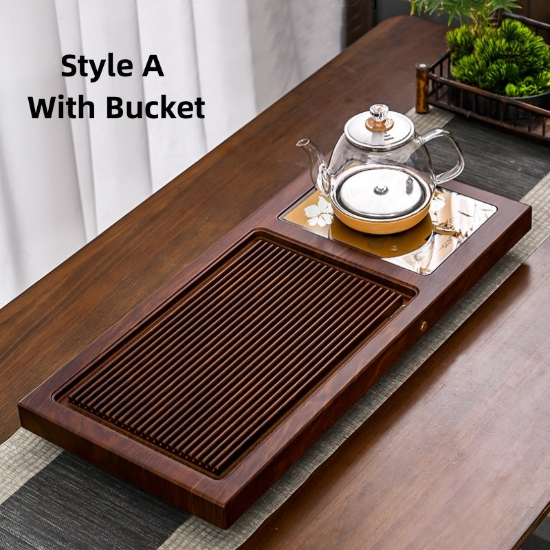 Wooden Kung Fu Tea Tray with Kettle|Tea Tray with Drainage - TeaCeremonyLife