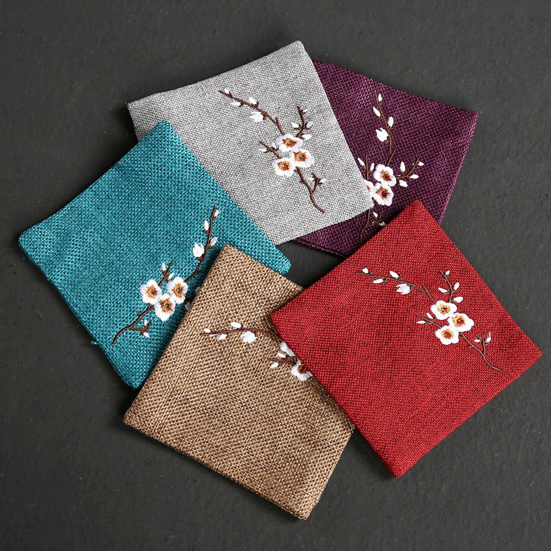 Embroidered Plum Blossom Cotton Tea Coasters|Tea Accessories - TeaCeremonyLife