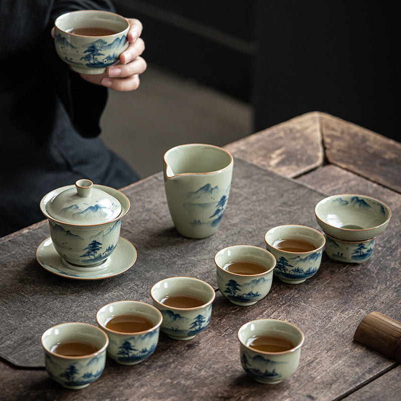 Hand Painted Celadon Tea Set|Ceramic Kung Fu Tea Set - TeaCeremonyLife