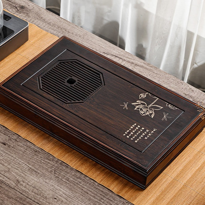 Chinese Lotus Tea Tray with Water Storage|Gong Fu Tea Tray - TeaCeremonyLife