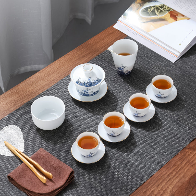 Ceramic Travel Tea Set With 4Cups And Saucers|Portable Tea Set With Case - TeaCeremonyLife