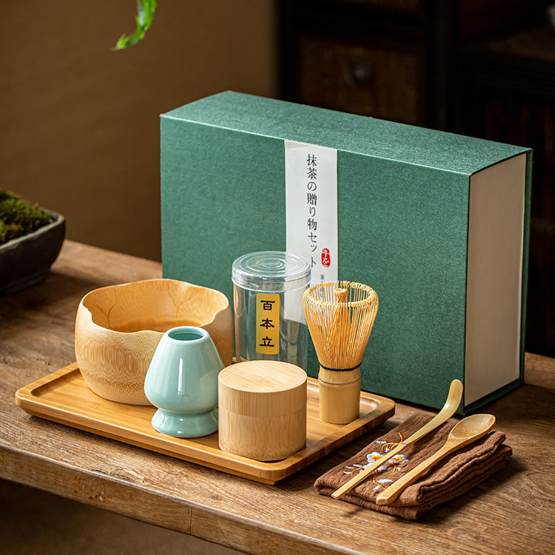 Matcha Tea Set With Tray|Ceramic Matcha Bowl Set - TeaCeremonyLife