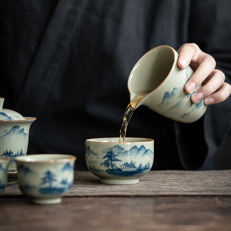 Hand Painted Celadon Tea Set|Ceramic Kung Fu Tea Set - TeaCeremonyLife