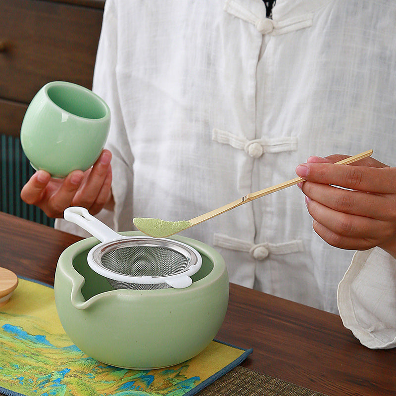 Ceramic Matcha Set with Spout|Matcha set with Bamboo Whisk|Japanese Matcha Tea Set - TeaCeremonyLife