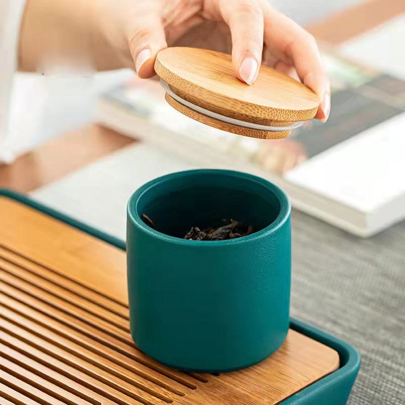 Ceramic Tea Canister with Wooden Lid|Tea Accessories