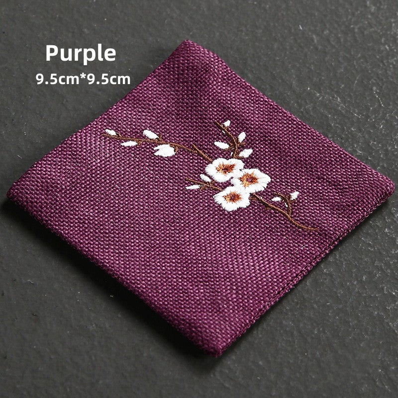 Embroidered Plum Blossom Cotton Tea Coasters|Tea Accessories - TeaCeremonyLife