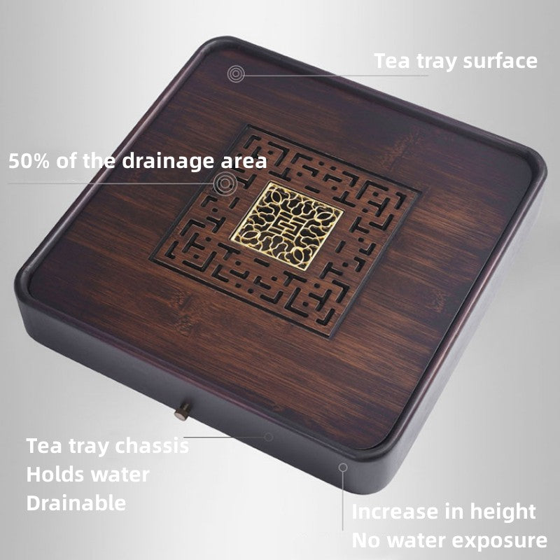 Chinese Bamboo Square Tea Tray With Drainage|Gong Fu Tea Tray - TeaCeremonyLife