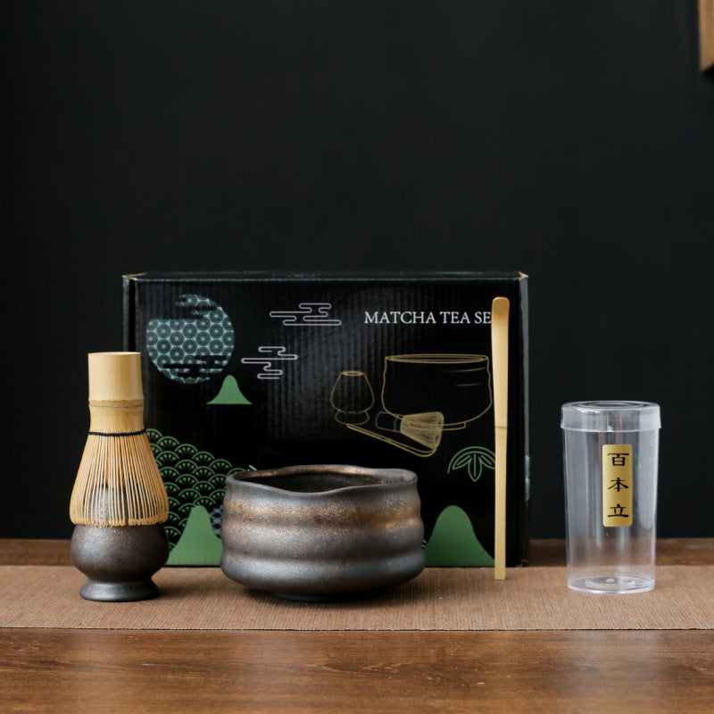 Ceamic Matcha Tea Set with Bamboo Whisk|Japanese Tea Set - TeaCeremonyLife