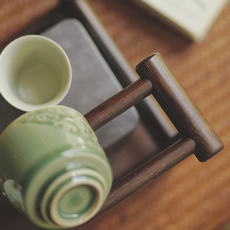 Bamboo Tea Storage Shelf|Handcrafted Bamboo Tea Cup Holder|Home Decor