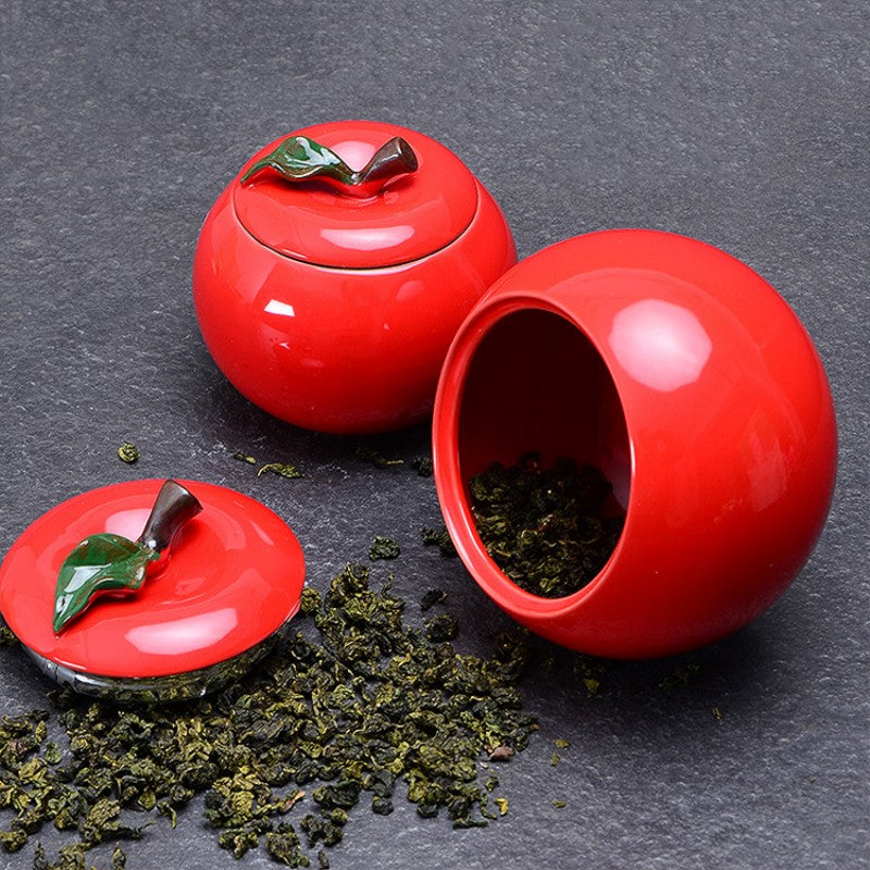 Ceramic Apple Tea Canister|Kitchen Containers