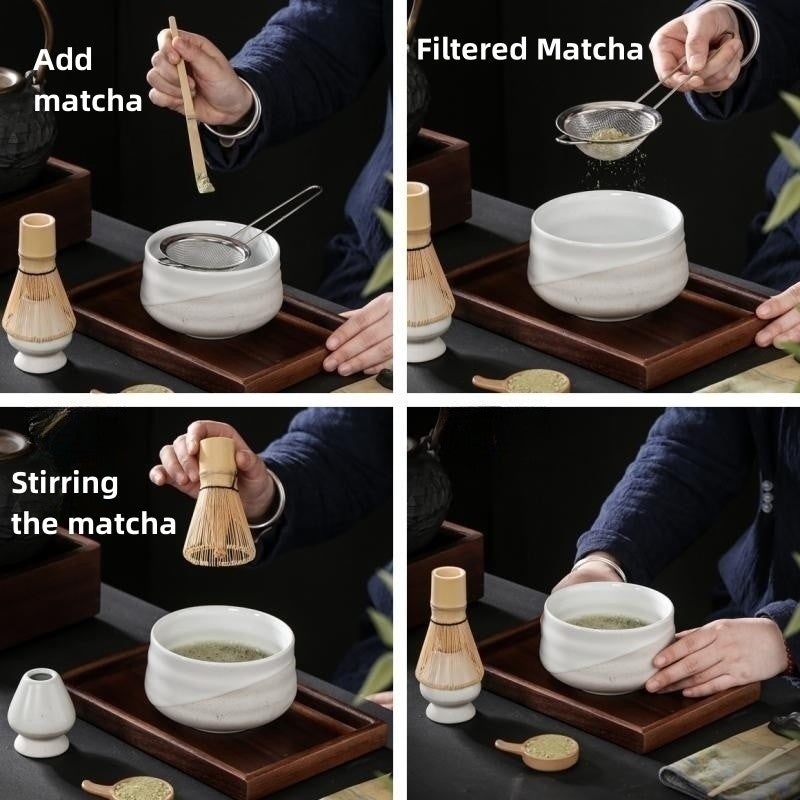 Ceramic Matcha Tea Set With Bamboo Whisk|Japanese Matcha Tea Set - TeaCeremonyLife