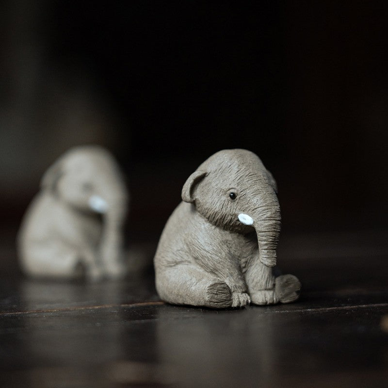 Gray Clay Tea Pet Elephant|Tea Accessories|Home Decor - TeaCeremonyLife