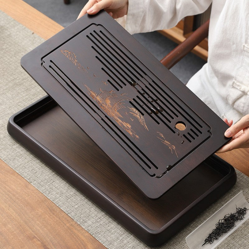 Wooden Gong Fu Tea Tray With Drainage|Chinese Tea Tray - TeaCeremonyLife