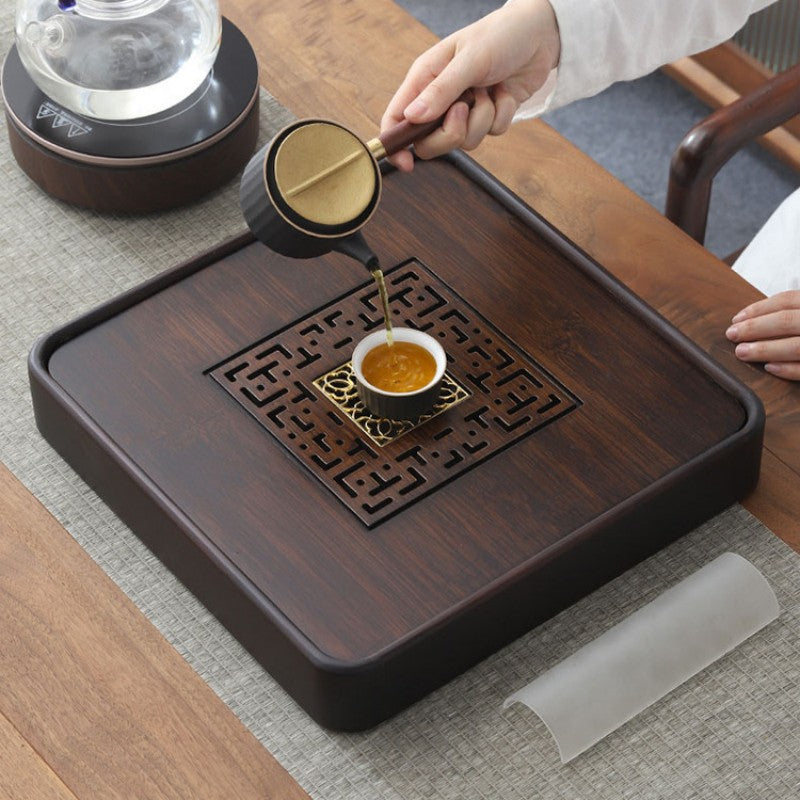 Chinese Bamboo Square Tea Tray With Drainage|Gong Fu Tea Tray - TeaCeremonyLife