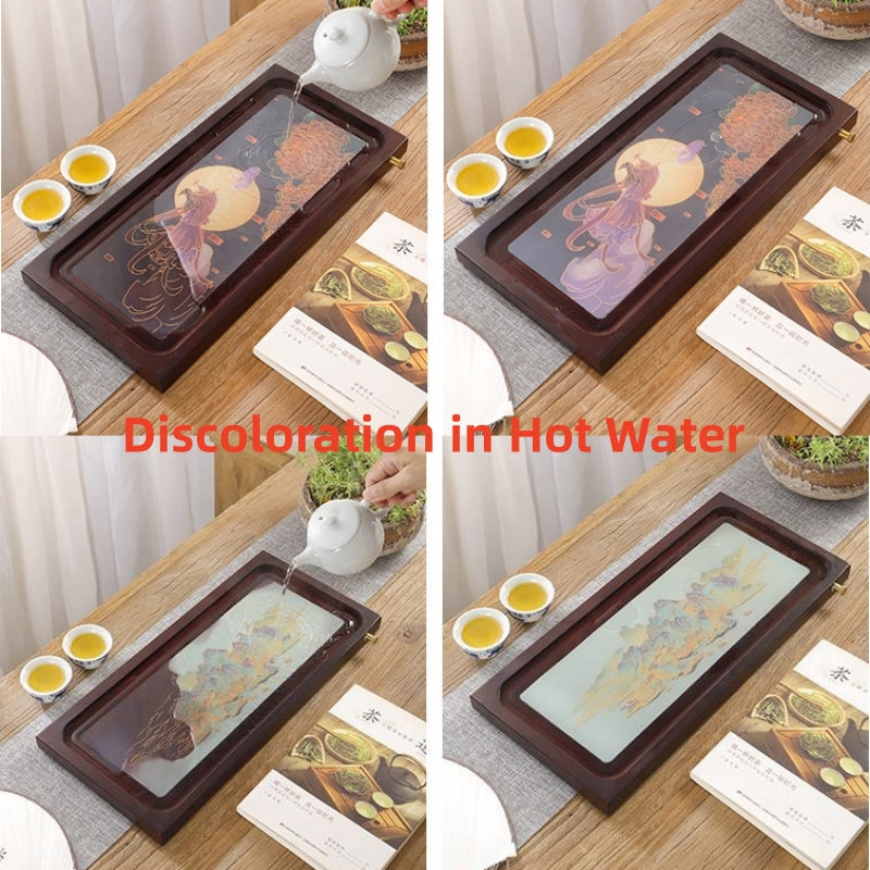 Heat Change Crafted Wood Tea Tray with Drain|Gong Fu Tea Tray - TeaCeremonyLife