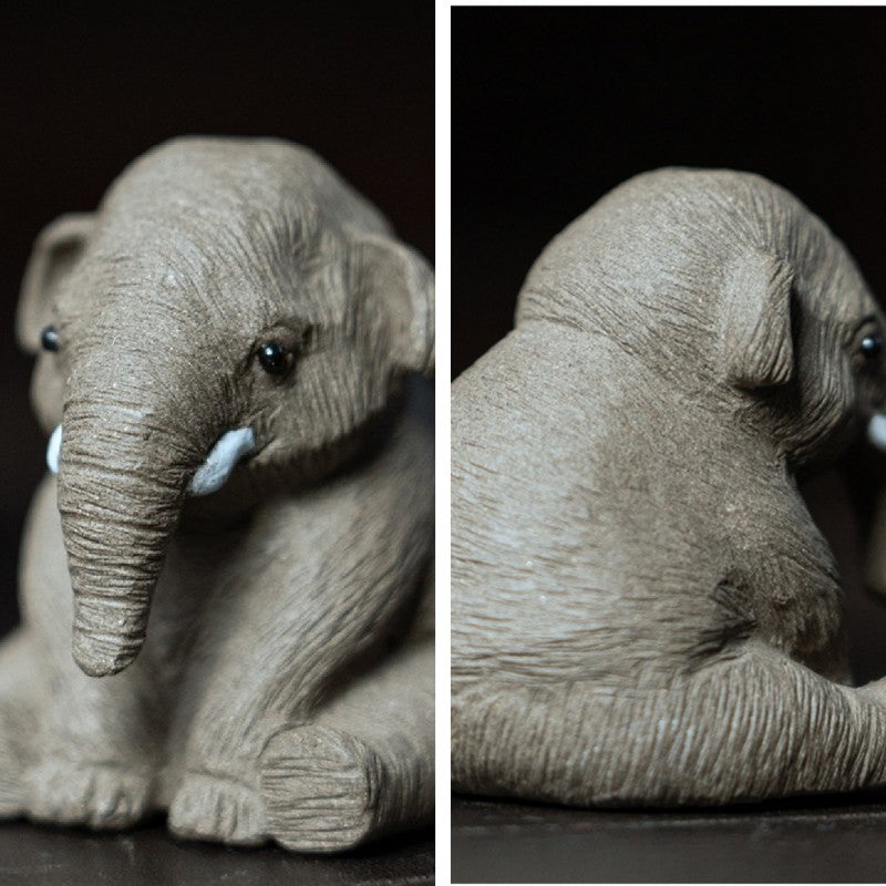 Gray Clay Tea Pet Elephant|Tea Accessories|Home Decor - TeaCeremonyLife