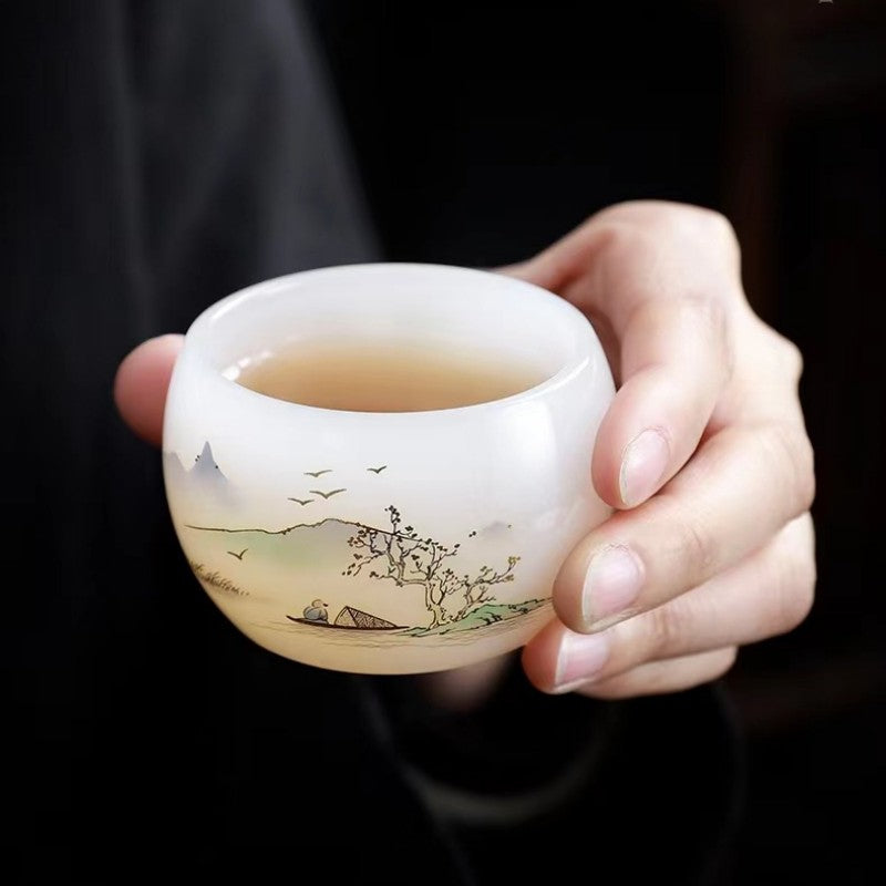 Coloured Glaze Kung Fu Tea Cup Landscape Scenery - TeaCeremonyLife