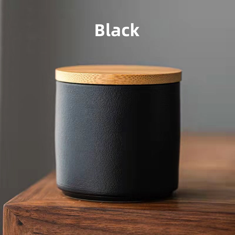 Ceramic Tea Canister with Wooden Lid|Tea Accessories