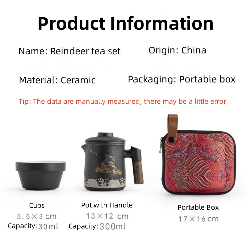 Chinese Travel Tea Set|Ceramic Tea Pot Set With 6Cups - TeaCeremonyLife