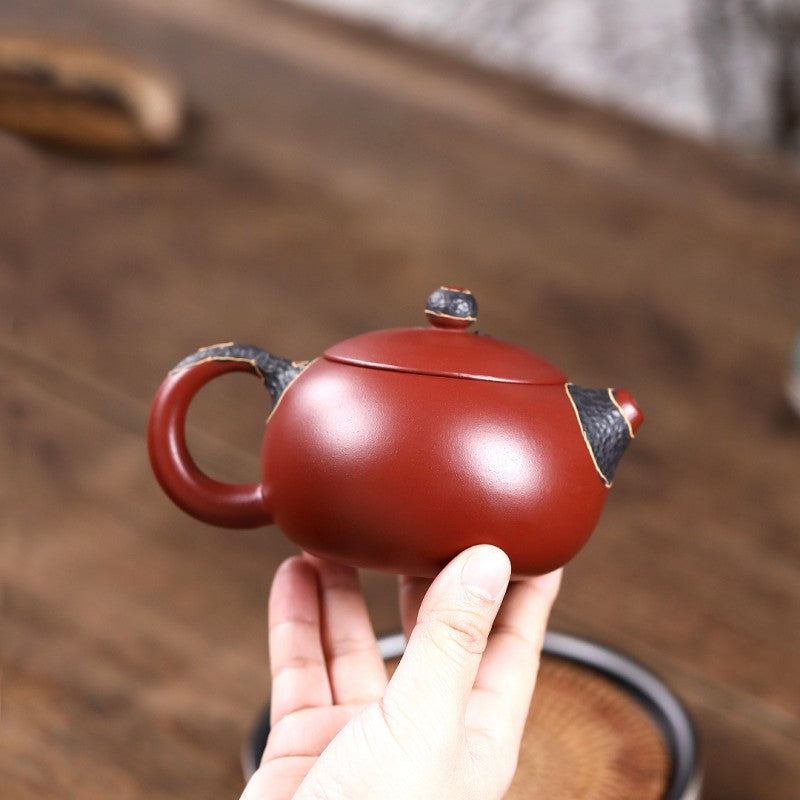 Red Mud Black Plum Blossom Tea Pot|Kung Fu Tea Pot 280ml - TeaCeremonyLife