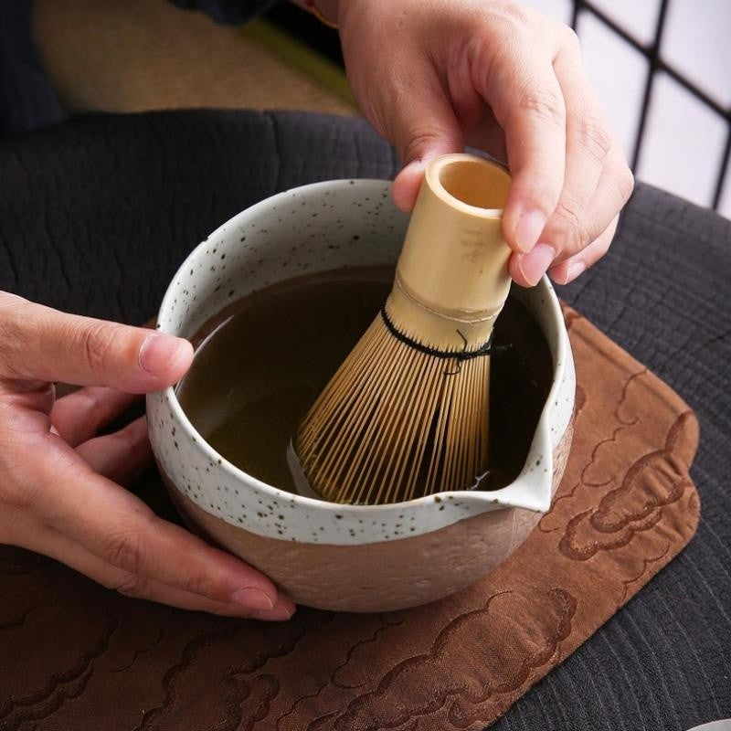 Ceramic Matcha Tea Set with Bamboo Whisk|Bowl with Spout - TeaCeremonyLife