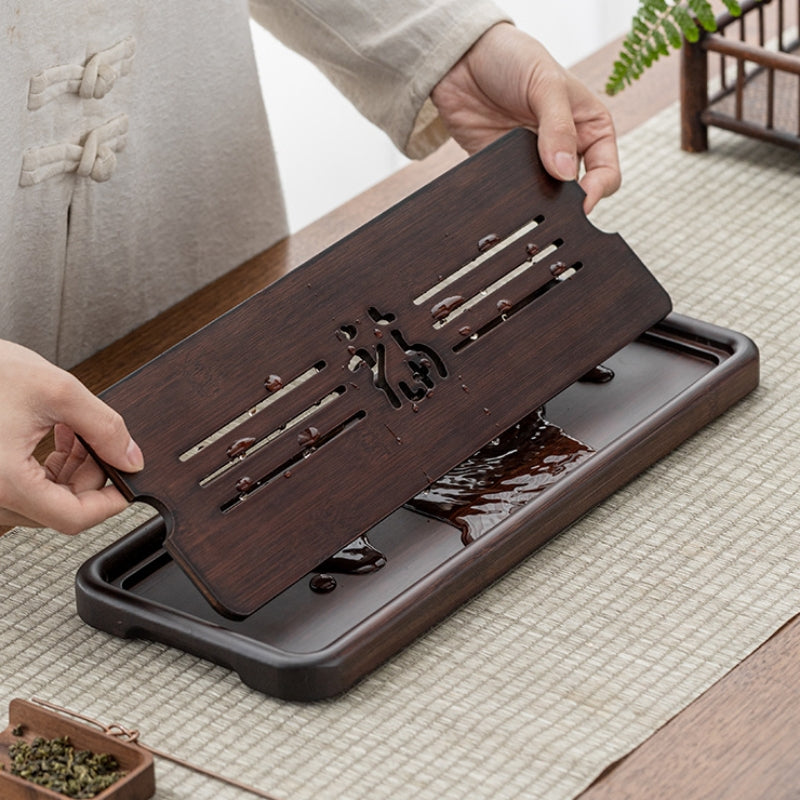 Bamboo Tea Tray with Water Storage|Gong Fu Tea Tray - TeaCeremonyLife