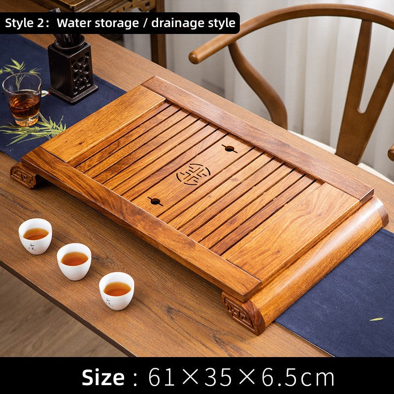 Chinese Pearwood Gong Fu Tea Tray with Drainage - TeaCeremonyLife