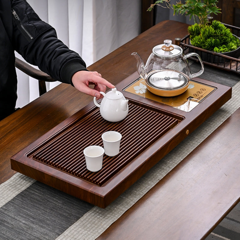 Wooden Kung Fu Tea Tray with Kettle|Tea Tray with Drainage - TeaCeremonyLife