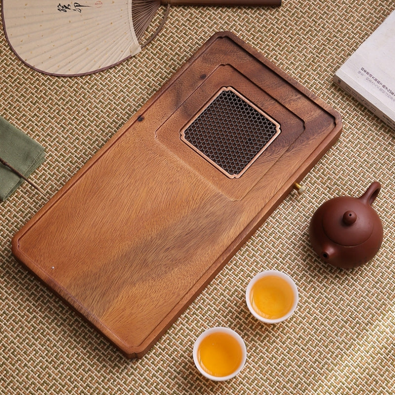 Walnut Tea Tray with Drainage|Wood Gong Fu Tea Tray - TeaCeremonyLife