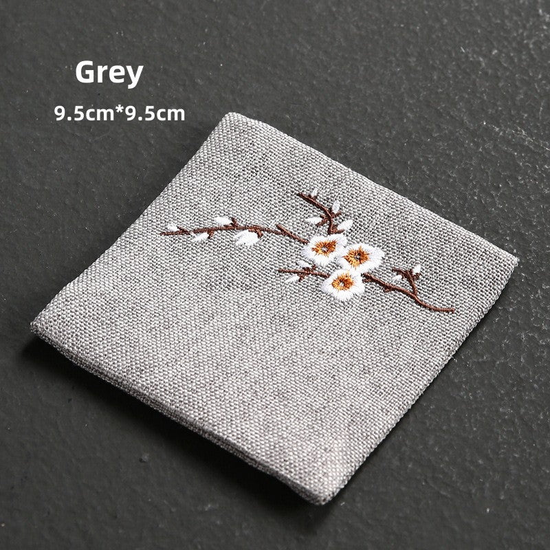 Embroidered Plum Blossom Cotton Tea Coasters|Tea Accessories - TeaCeremonyLife