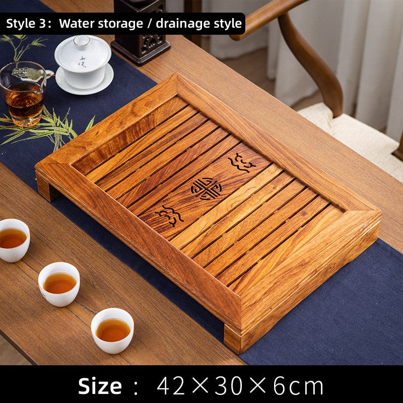 Chinese Pearwood Gong Fu Tea Tray with Drainage - TeaCeremonyLife