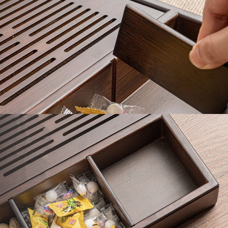 Wood Gong Fu Tea Tray With Storage Compartment - TeaCeremonyLife