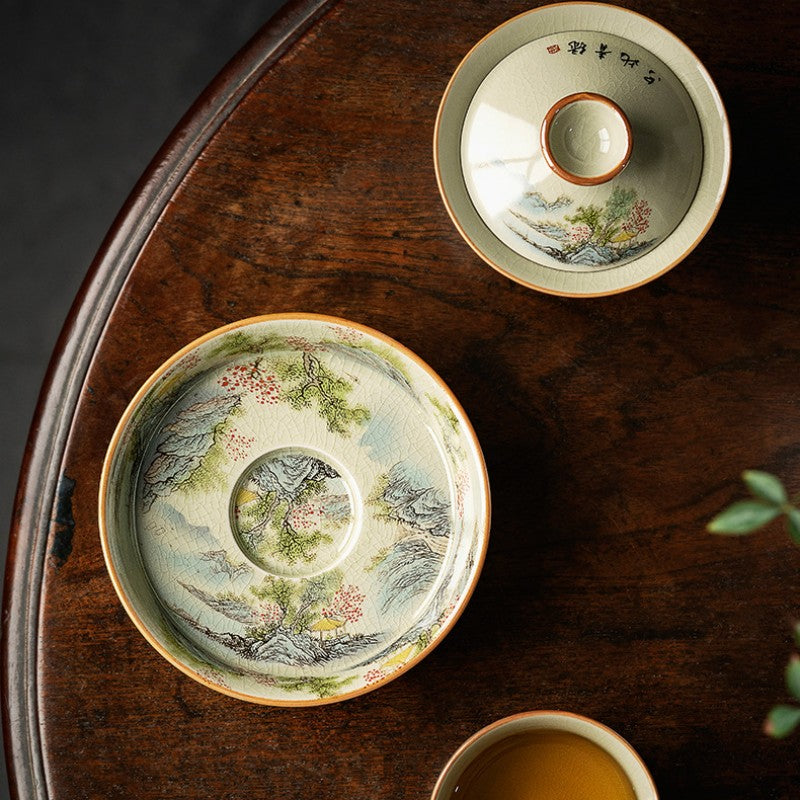 Chinese Jun Kiln Ceramic Gaiwan Set|Gong Fu Tea Set|Tea Ceremony Set - TeaCeremonyLife