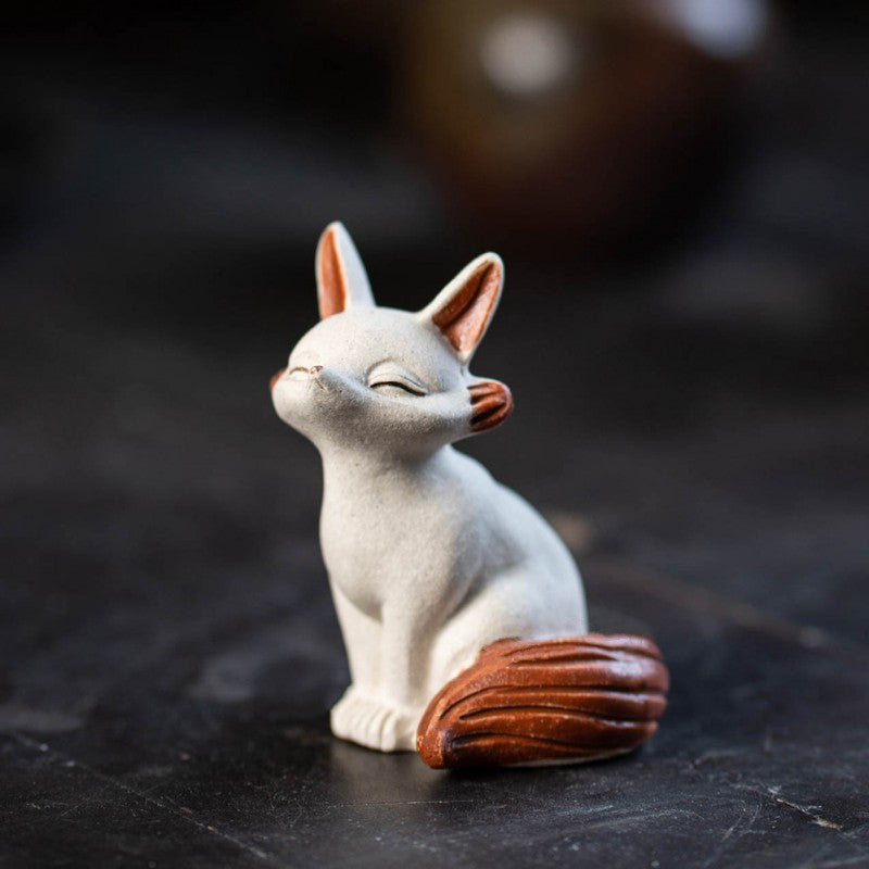 White Mud Tea Pet Spiritual Fox|Home Decor|Tea Accessories - TeaCeremonyLife