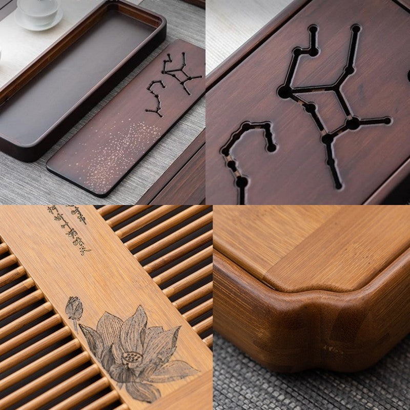 Wooden Gong Fu Tea Tray with Drainage|Tea Tray with Water Storage - TeaCeremonyLife