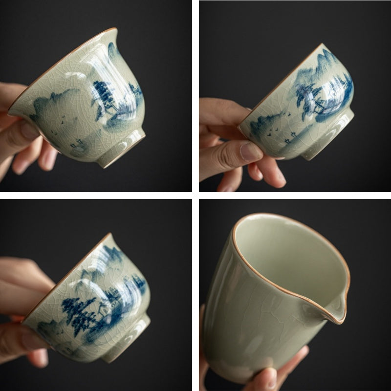 Hand Painted Celadon Tea Set|Ceramic Kung Fu Tea Set - TeaCeremonyLife