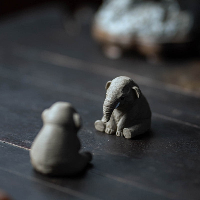 Gray Clay Tea Pet Elephant|Tea Accessories|Home Decor - TeaCeremonyLife