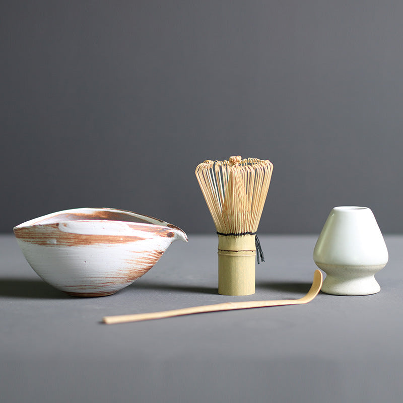 Ceramic Matcha Tea Set with Spout|Bamboo Whisk|Tea Ceremony Set