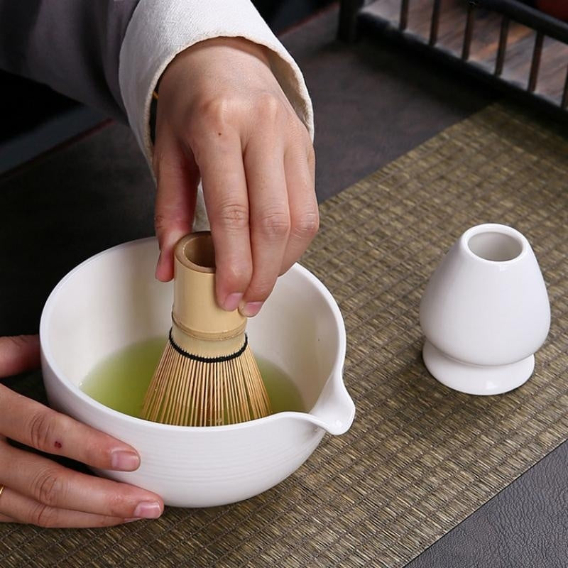 Ceramic Matcha Set with Spout|Matcha Set with Whisk|Japanese Matcha Set - TeaCeremonyLife