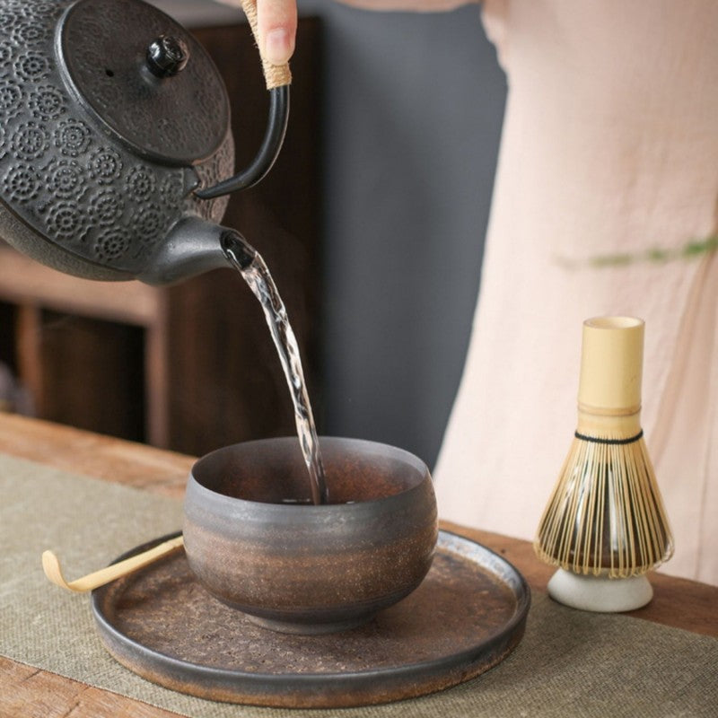 Ceramic Matcha Sets with Bamboo Whisk and Tray|Japanese Matcha Bowl Set - TeaCeremonyLife