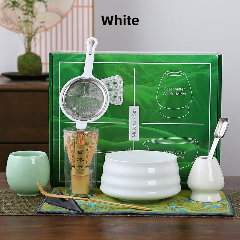 Ceramic Matcha Set with Bamboo Whisk|Japanese Matcha Set - TeaCeremonyLife