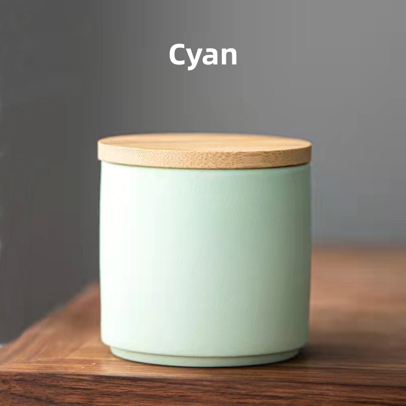 Ceramic Tea Canister with Wooden Lid|Tea Accessories