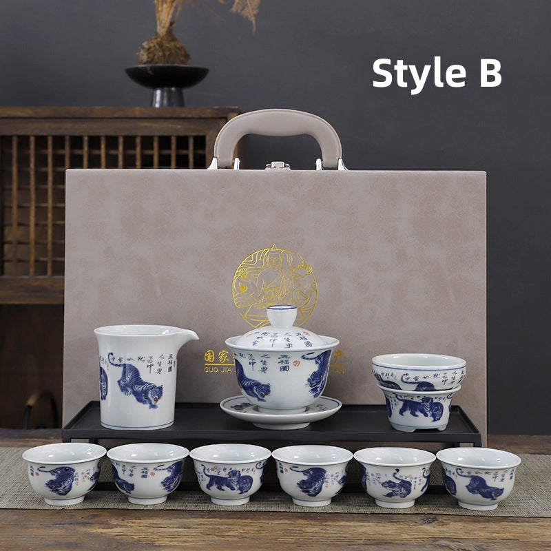 Chinese Ru Kiln Ceramic Tea Set with Cups|Gong  Fu Tea Set|Travel Tea Set - TeaCeremonyLife