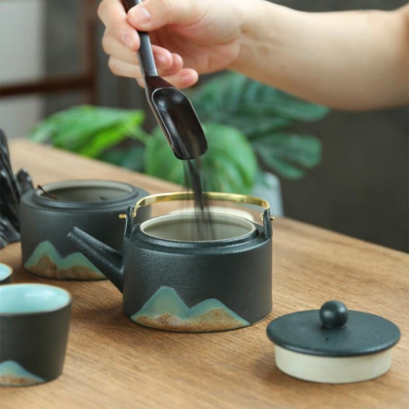 Ceramic Mountain Tea Pot Set With Warmer And Tea Tray - TeaCeremonyLife