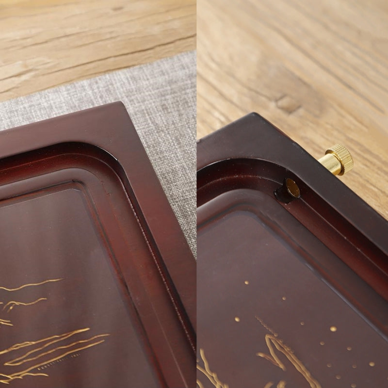 Heat Change Crafted Wood Tea Tray with Drain|Gong Fu Tea Tray - TeaCeremonyLife