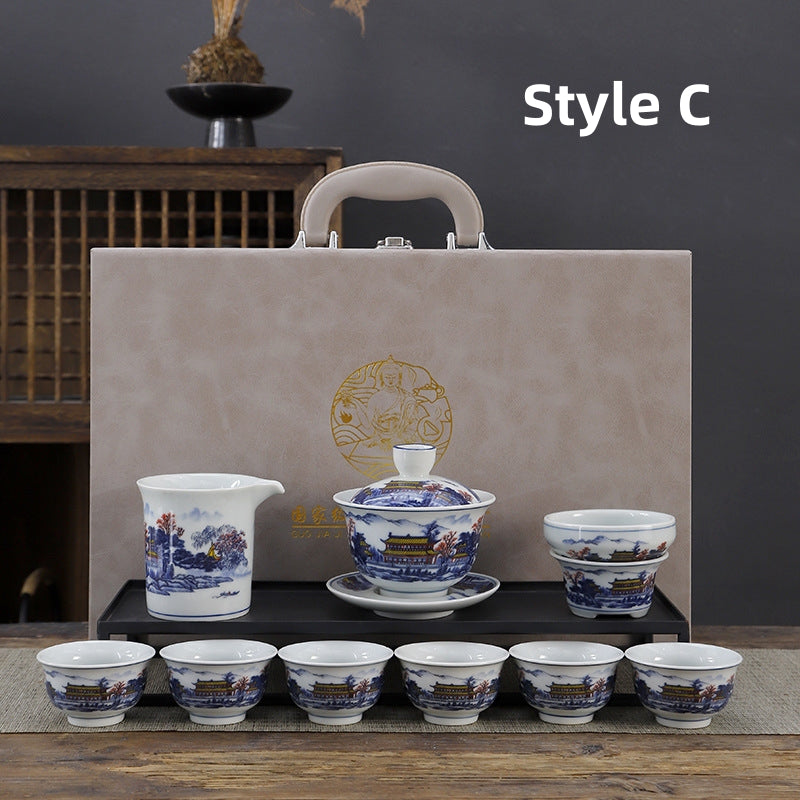 Chinese Ru Kiln Ceramic Tea Set with Cups|Gong  Fu Tea Set|Travel Tea Set - TeaCeremonyLife