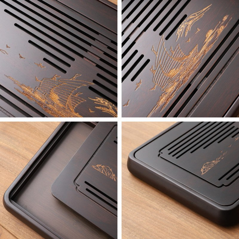 Wooden Gong Fu Tea Tray With Drainage|Chinese Tea Tray - TeaCeremonyLife